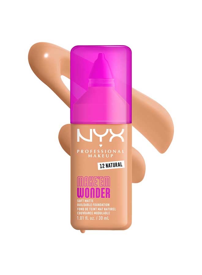 NYX PROFESSIONAL MAKEUP Make 'EM Wonder, 24H Soft Matte Foundation, Undetectable  Finish, Natural - Image 1